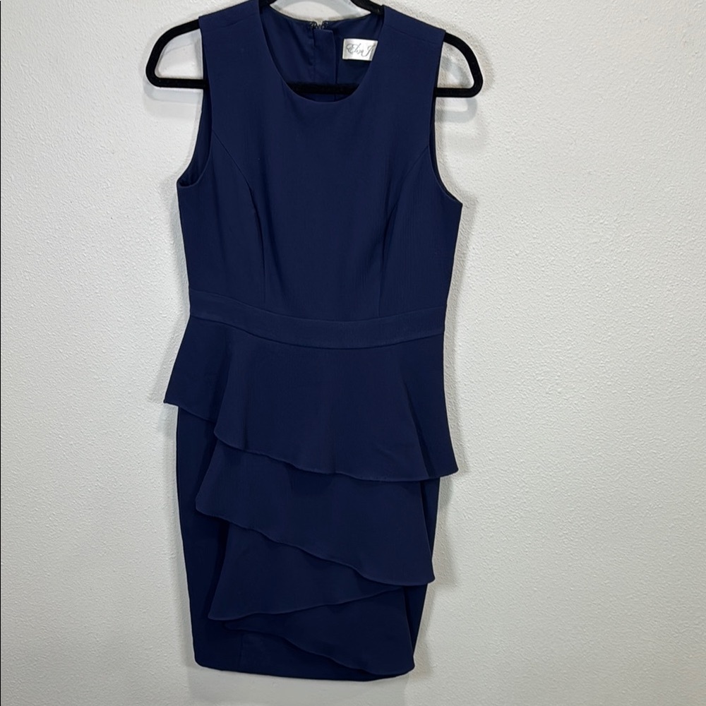 Eliza‎ J Blue Peplum Tiered Mini Dress navy